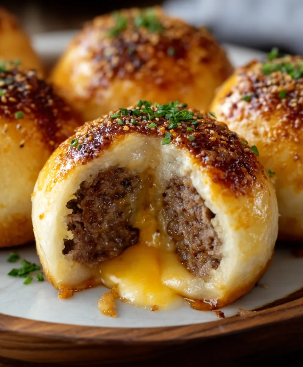 Garlic Parmesan Cheeseburger Bombs - Easy Appetizer