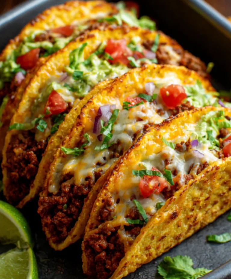 Oven-Baked Cheesy Beef Tacos-Crispy & Loaded
