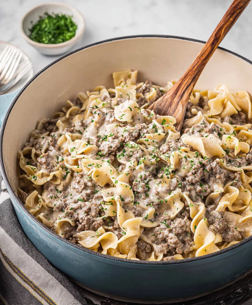 Quick Ground Beef Stroganoff Dinner