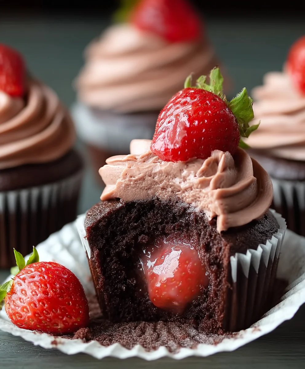 Chocolate Strawberry Cupcakes-Decadent & Delicious Treat