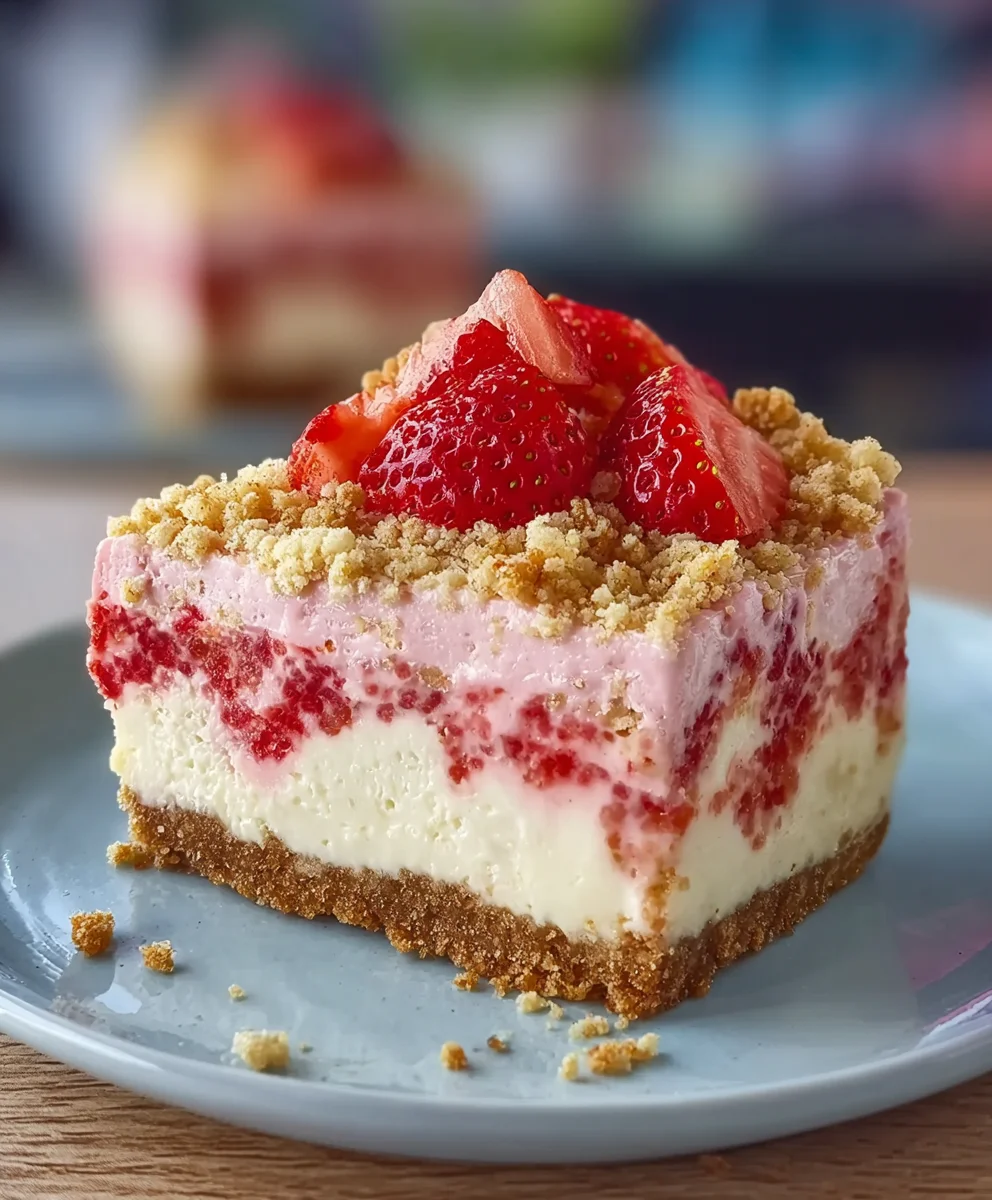 Strawberry Crunch Cheesecake-Slice Recipe