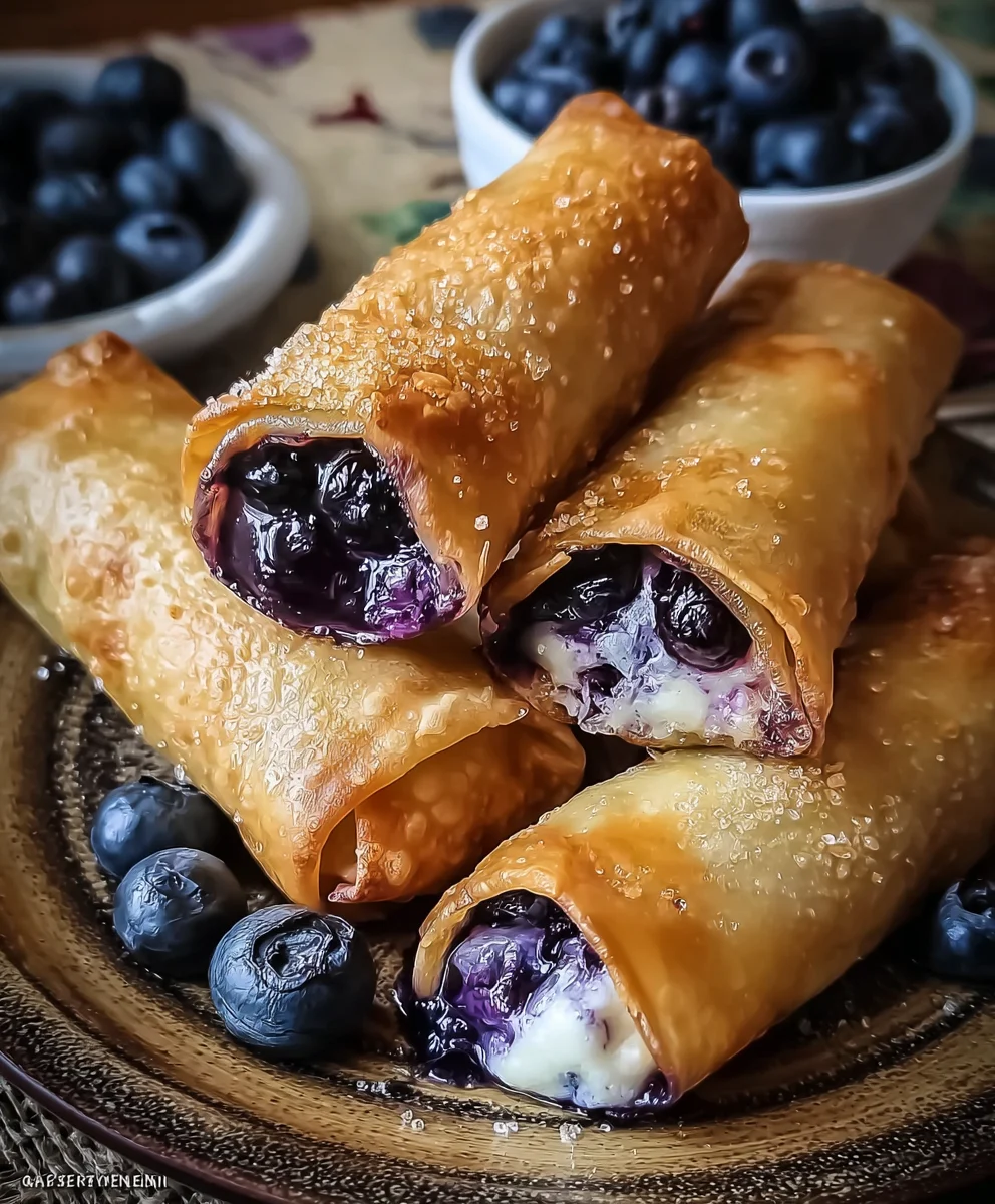 Blueberry Cream Cheese Egg Rolls - Sweet & Tangy Dessert