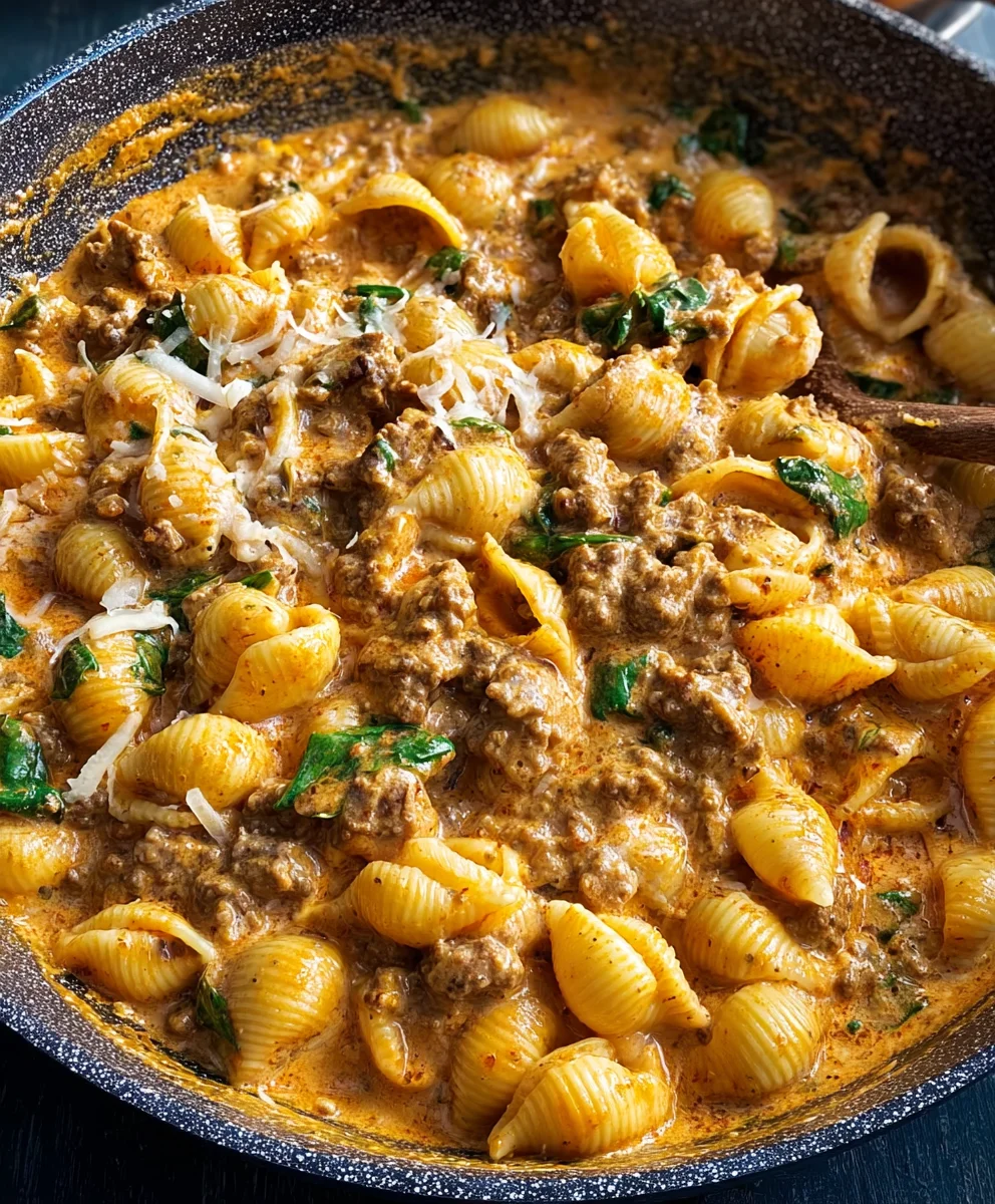 Creamy Beef and Shells- Easy Comfort Food Recipe