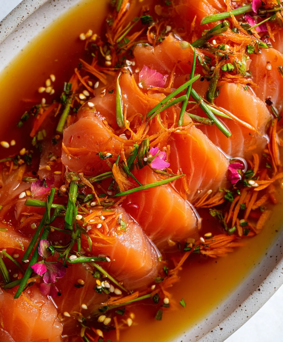 Spicy Salmon Crudo-Fresh Carrot Salad Recipe