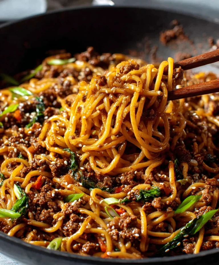 Easy Mongolian Ground Beef Noodles Recipe