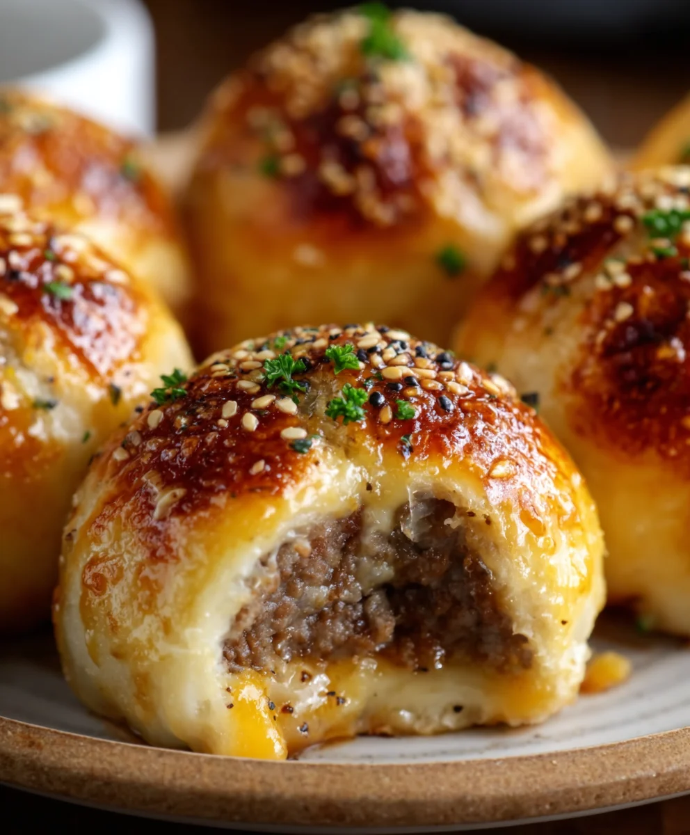 Garlic Parmesan Cheeseburger Bombs - Easy Appetizer
