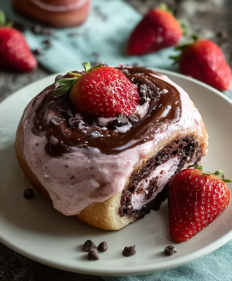 Chocolate Rolls Strawberry Cream Cheese Frosting