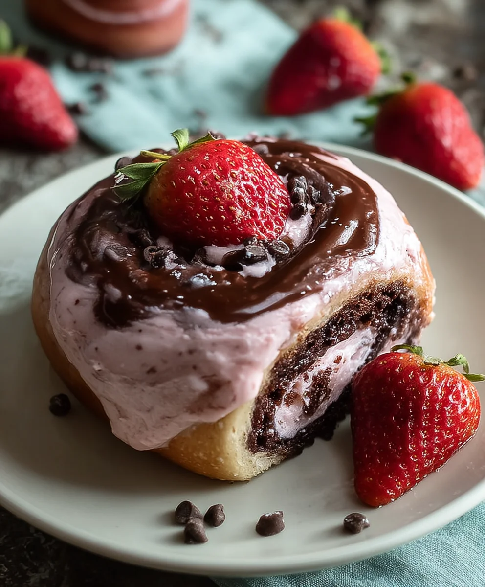 Chocolate Rolls Strawberry Cream Cheese Frosting