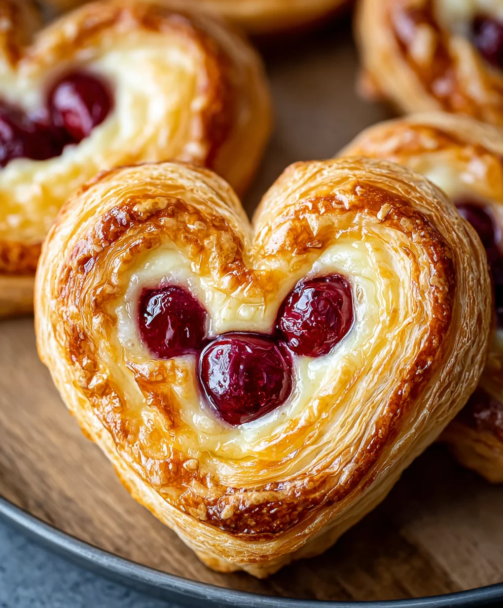 Heart-Shaped Cherry Cheese Danish Recipe