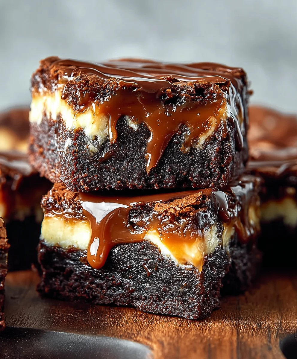 Caramel Nutella Cheesecake Brownie Bliss