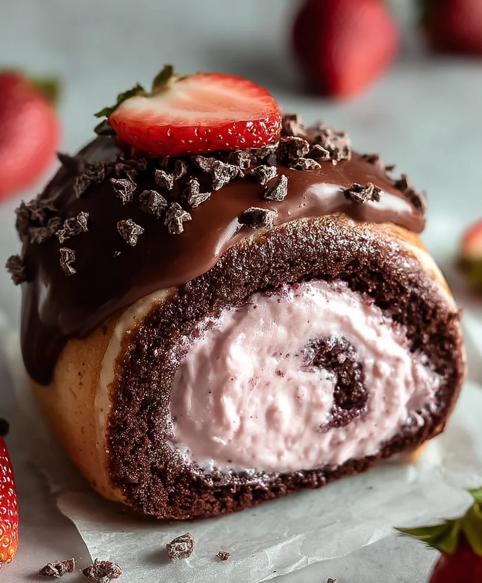Chocolate Rolls Strawberry Cream Cheese Frosting