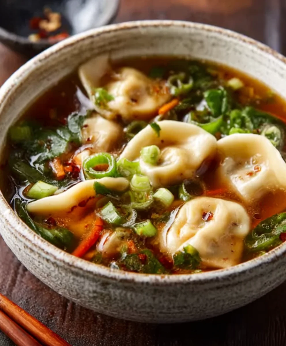 Comforting Potsticker Soup - Easy Beef Dumpling Noodle Bowl
