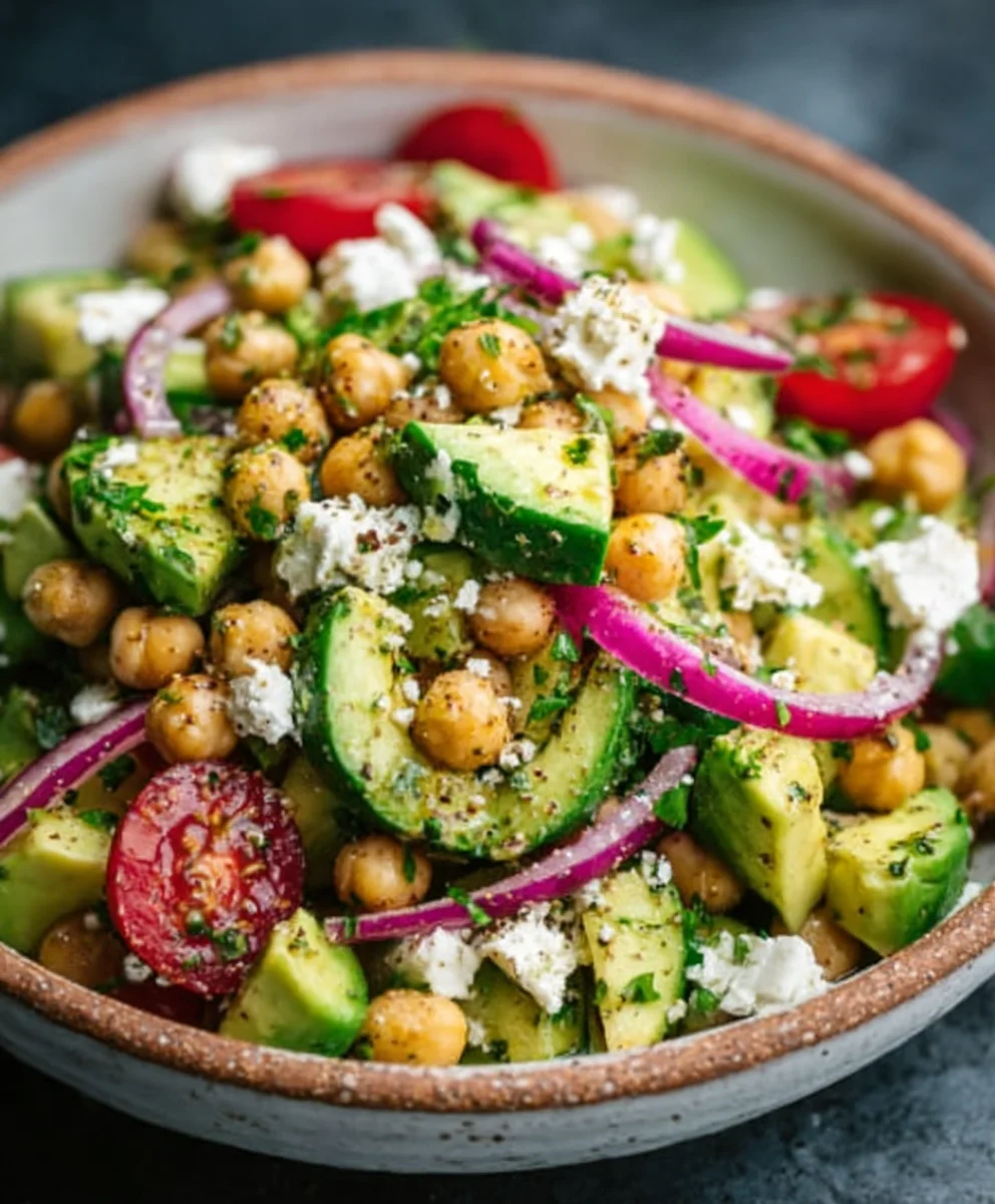 Chickpea Feta Avocado Salad - Easy Healthy Recipe