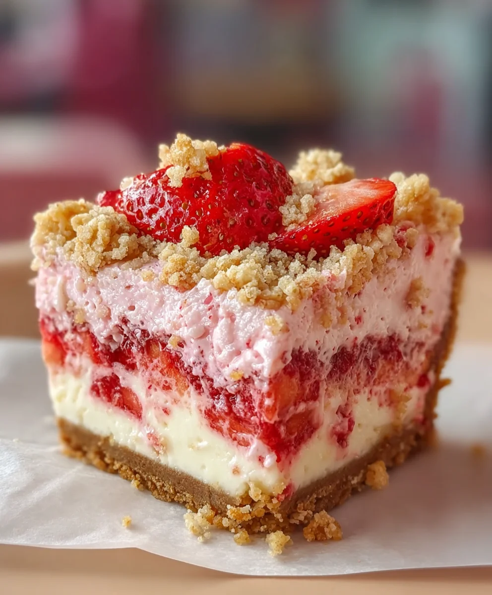 Strawberry Crunch Cheesecake-Slice Recipe