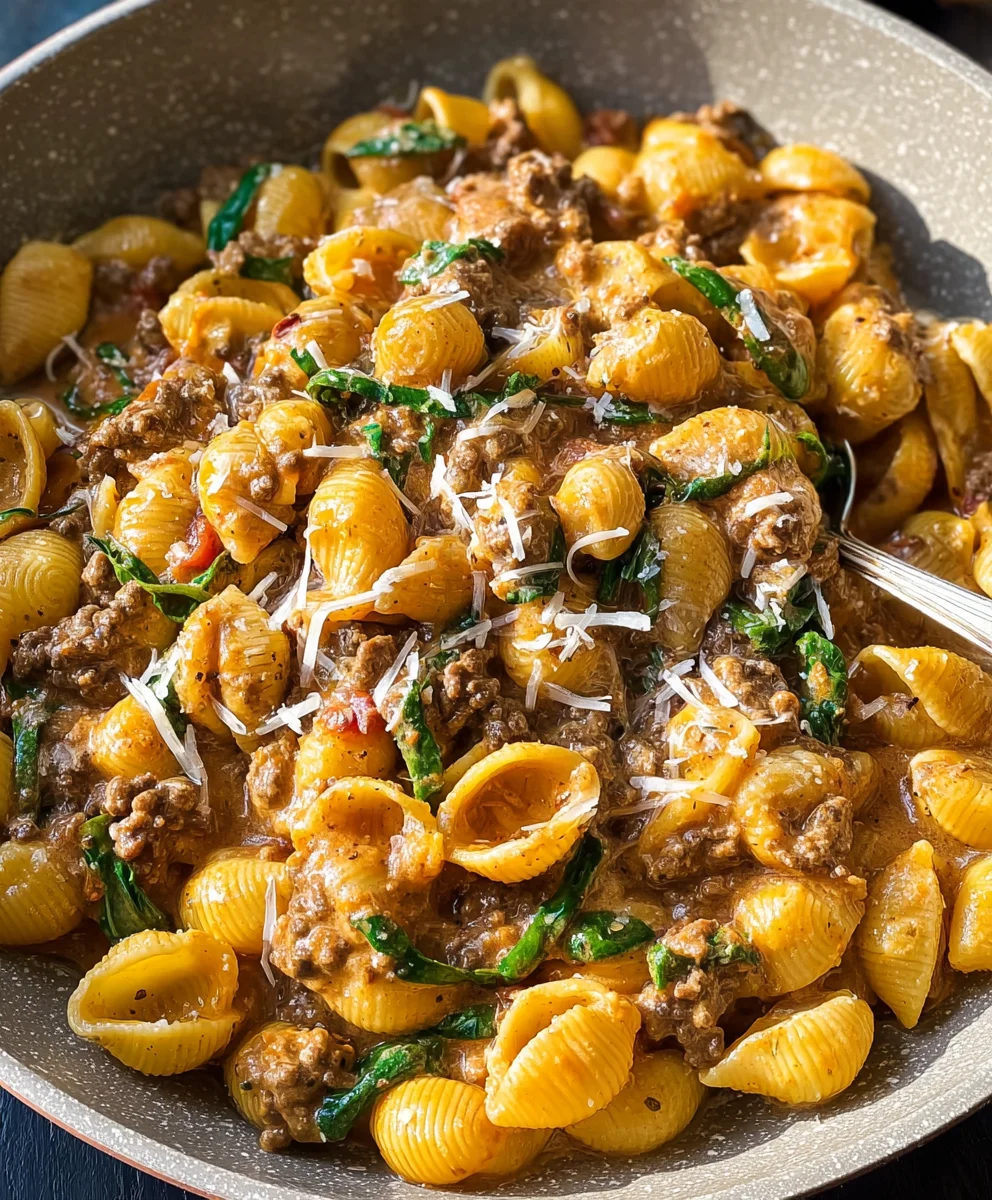 Creamy Beef and Shells- Easy Comfort Food Recipe