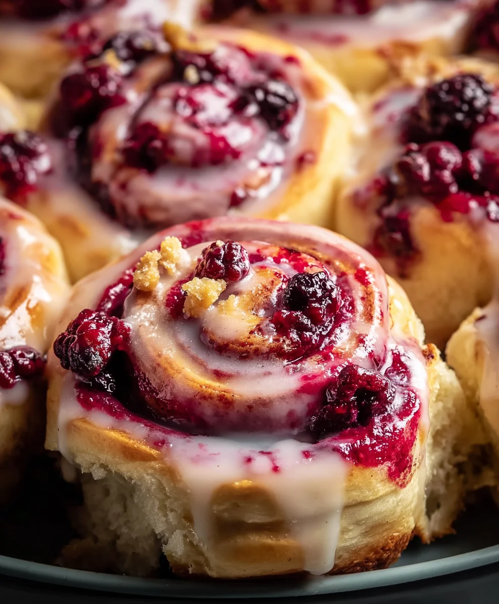 Soft Gooey Blackberry Raspberry Sweet Rolls