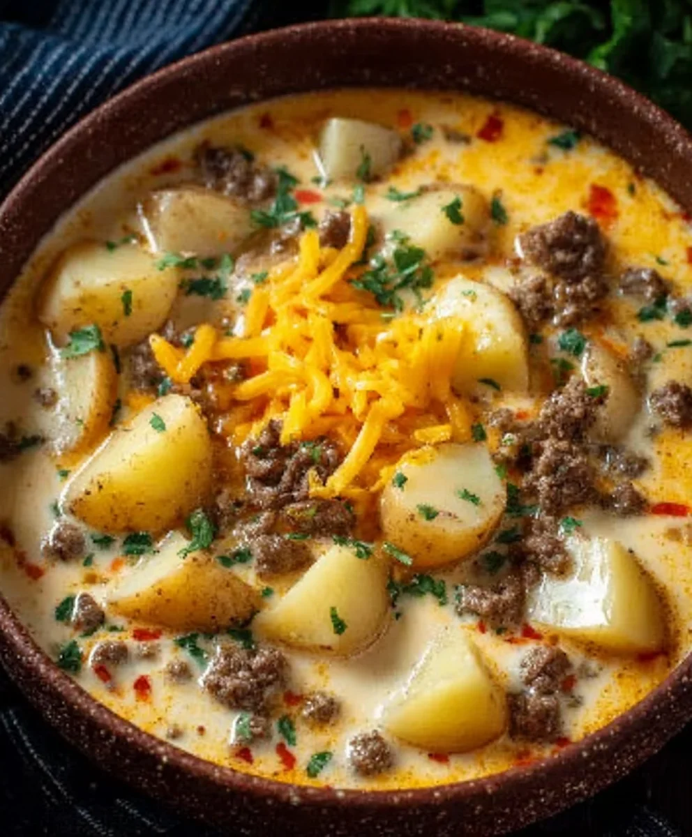 Cheesy Beef Beef Hamburger Potato Soup Recipe