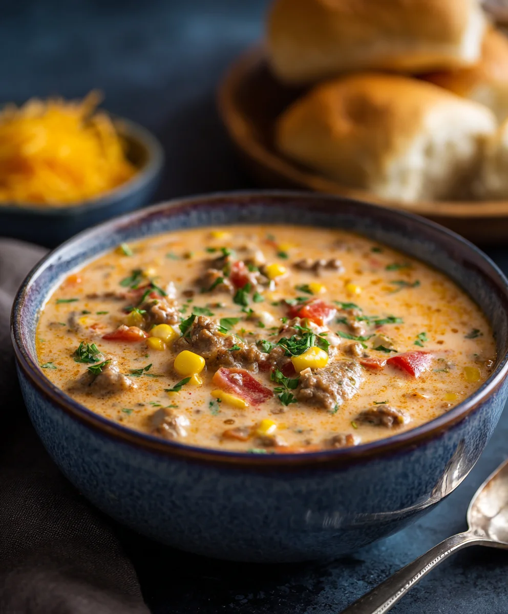 Hearty Creamy Cowboy Beef Soup-Easy Recipe