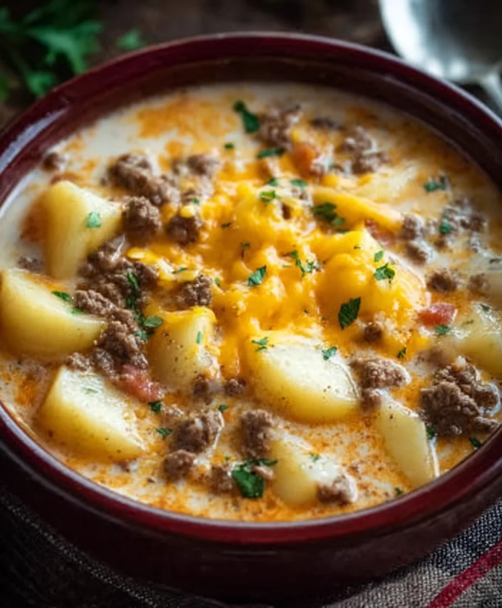 Cheesy Beef Beef Hamburger Potato Soup Recipe