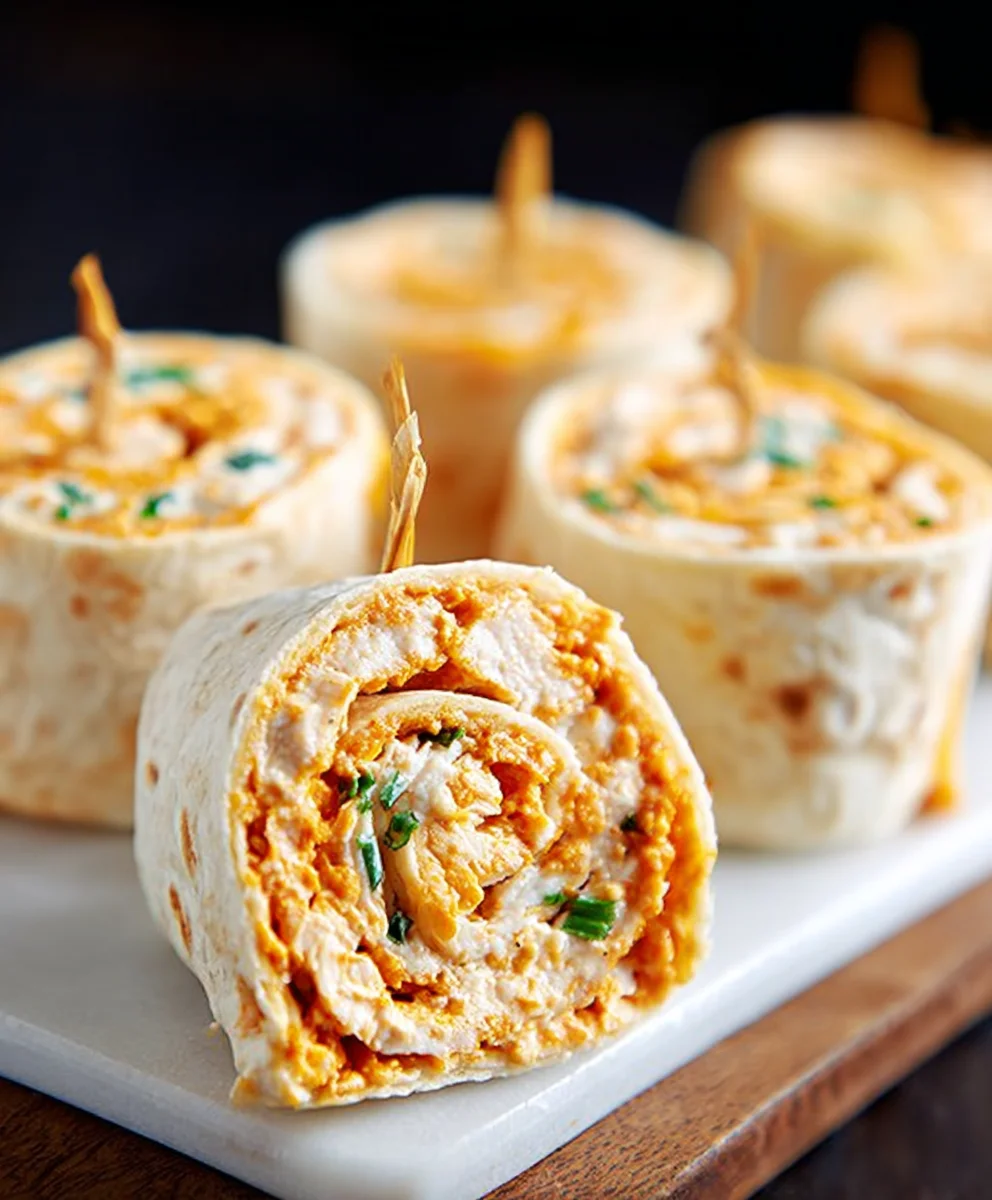 Spicy Buffalo Chicken Pinwheels- Easy Appetizer