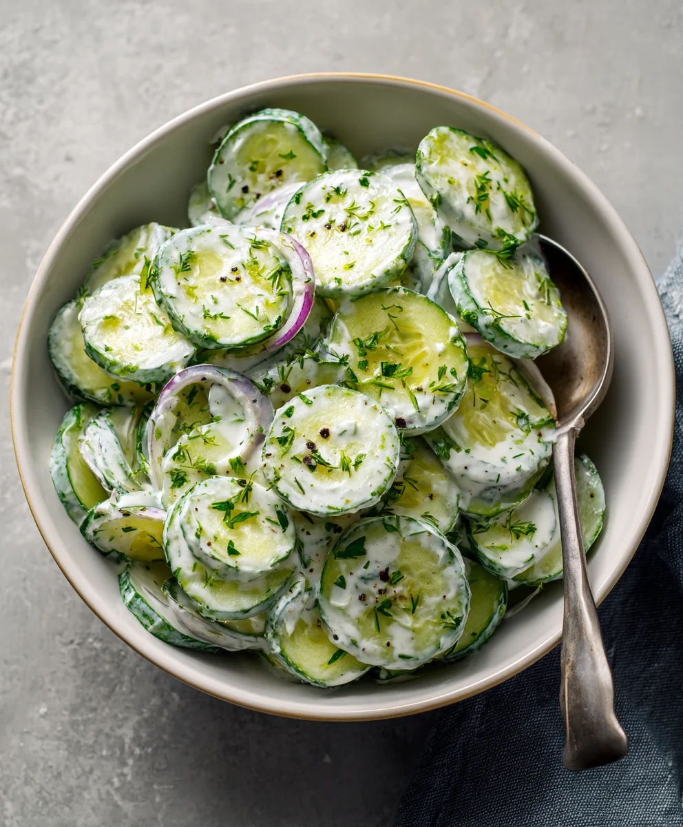 Creamy Cucumber Salad- Easy & Delicious Recipe