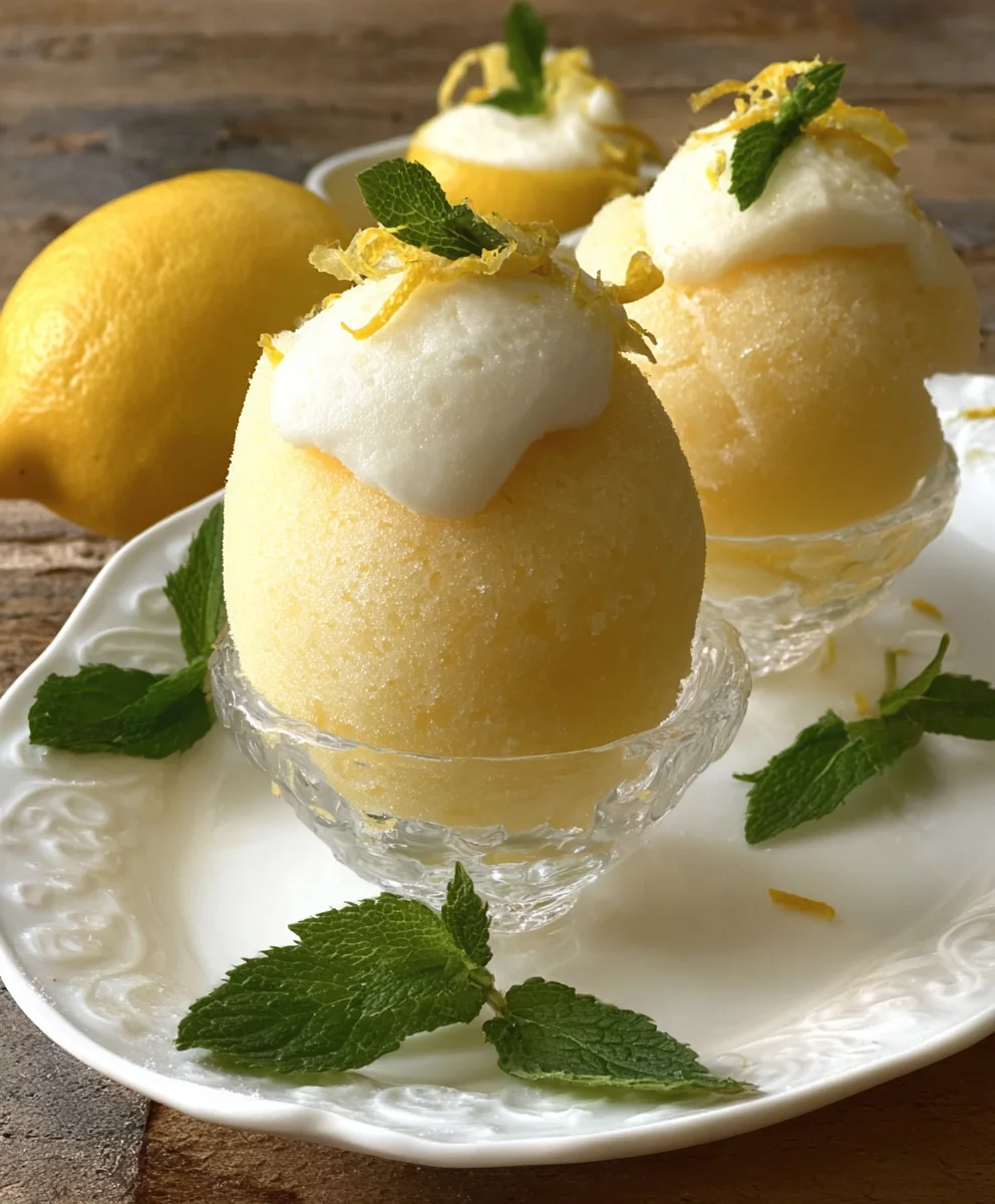 Lemon Sorbet Frozen Lemon Shell - Refreshing Dessert