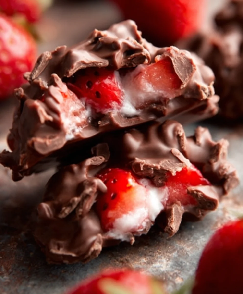 Easy Chocolate Strawberry Yogurt Clusters-Sweet Treat