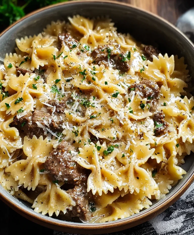 Creamy Parmesan Garlic Beef Pasta – Easy Recipe