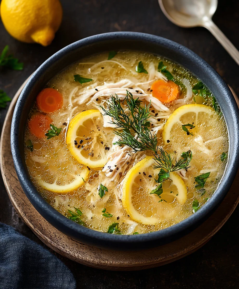 Authentic Greek Lemon Chicken Soup - Comforting & Zesty