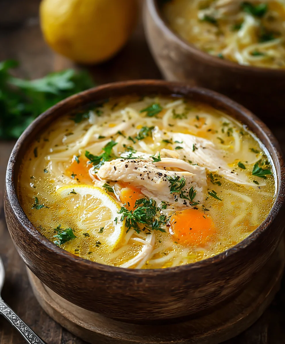 Authentic Greek Lemon Chicken Soup - Comforting & Zesty