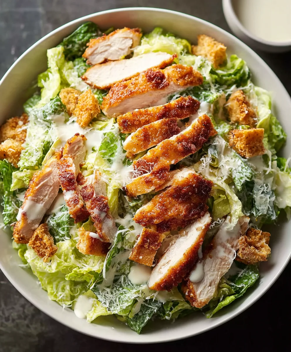 Crispy Chicken Caesar Salad- Best Ever Recipe
