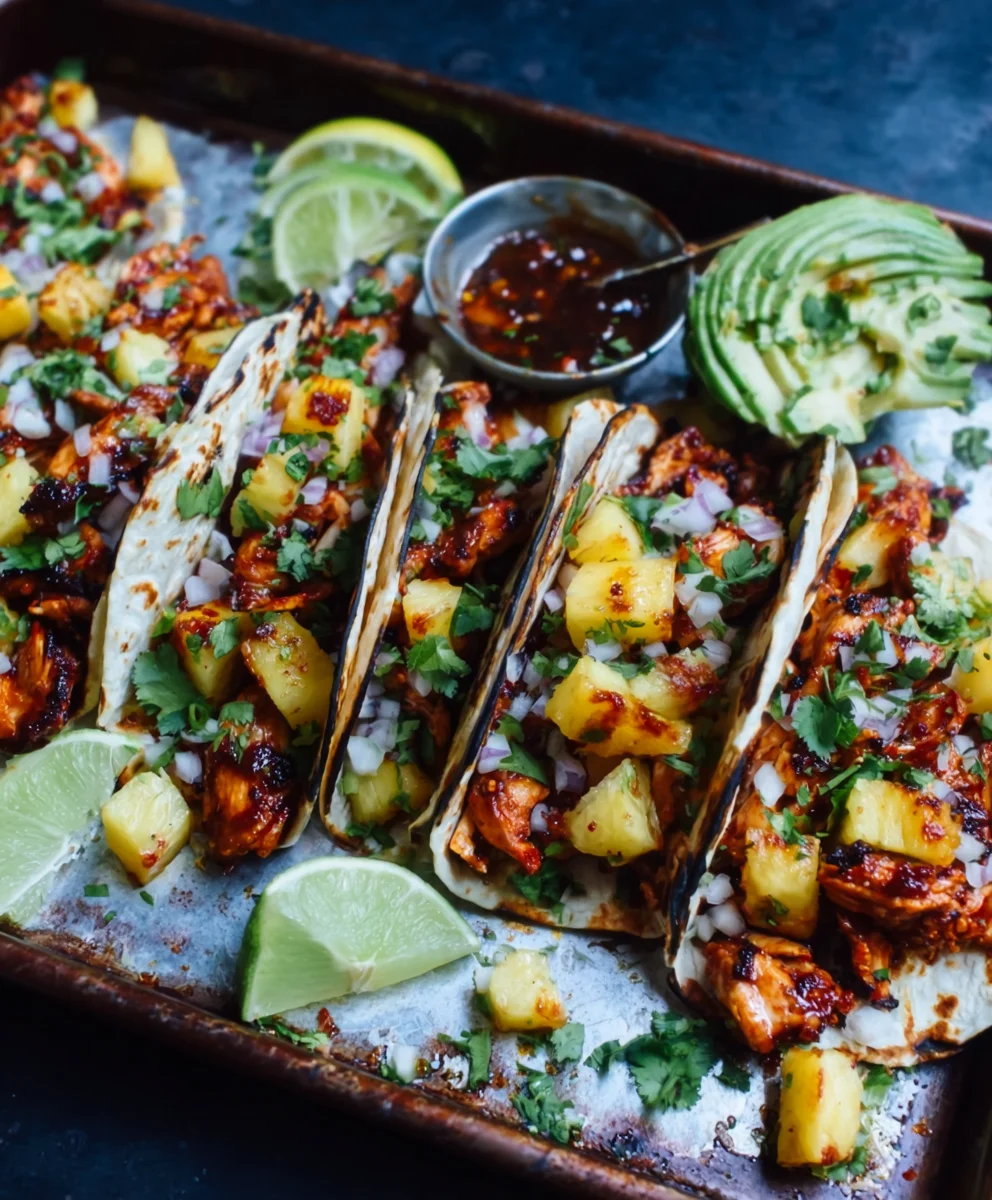 One Pan Chicken Pineapple Tacos Easy Dinner