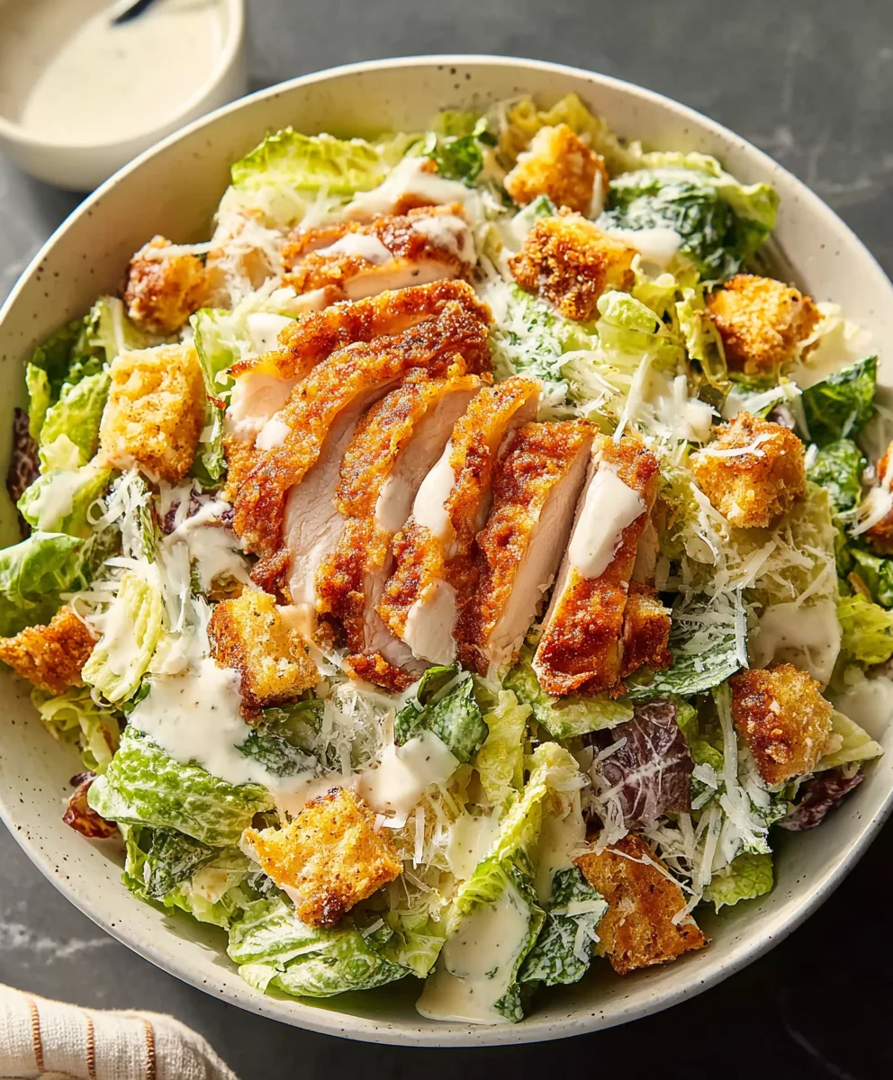Crispy Chicken Caesar Salad- Best Ever Recipe
