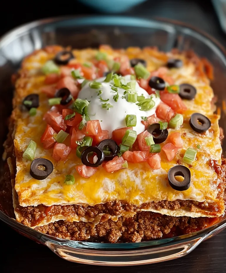 Easy Layered Beef Taco Bake Recipe