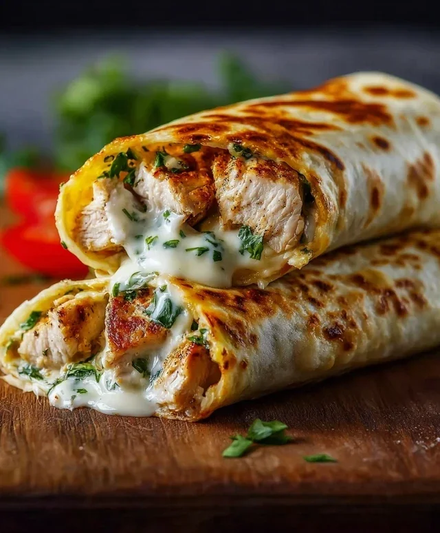 Low Carb Cheesy Garlic Chicken Wraps