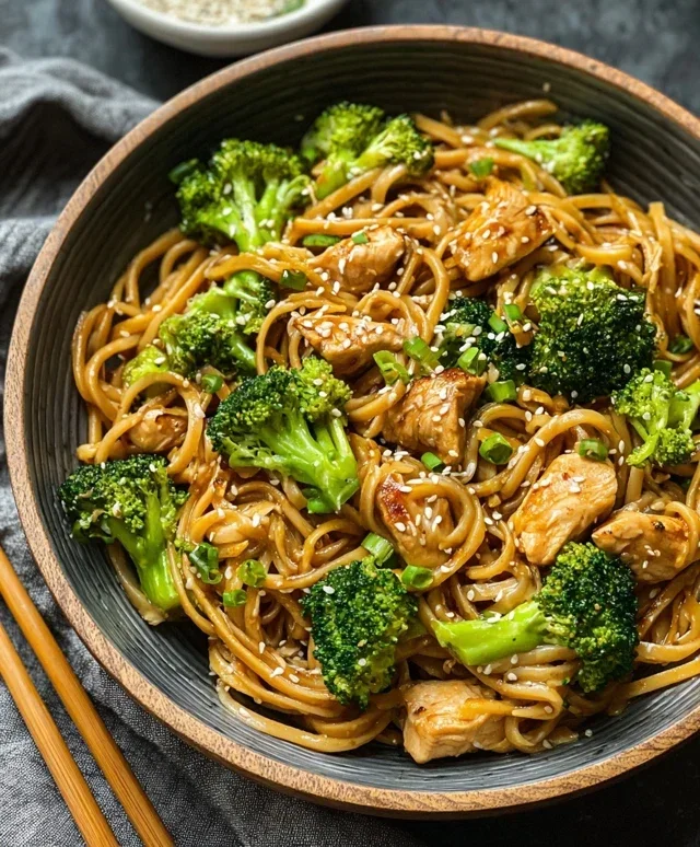 Healthy Sesame Noodles with Chicken and Broccoli