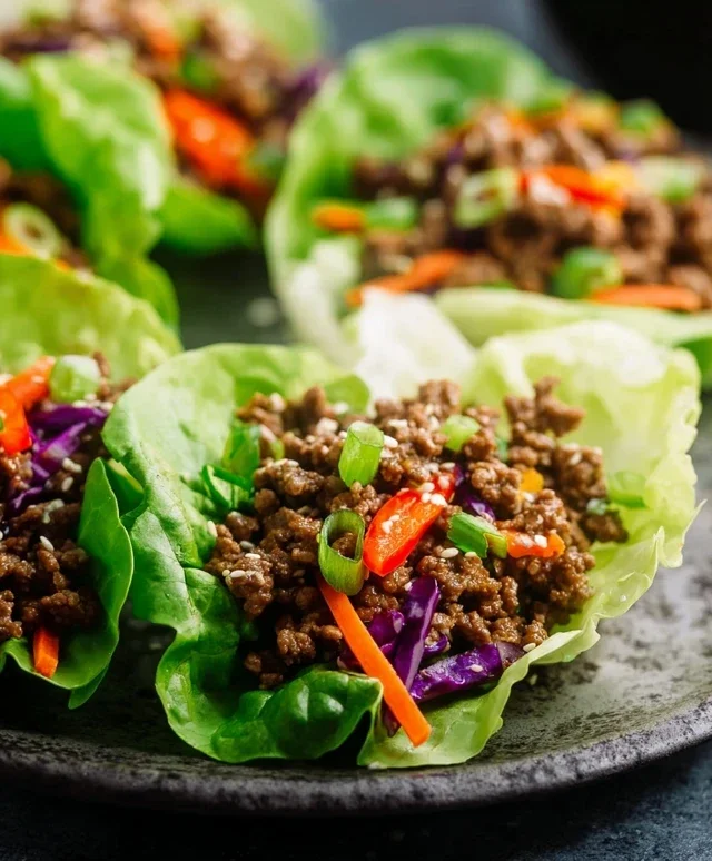 Asian Style Ground Beef Lettuce Wraps