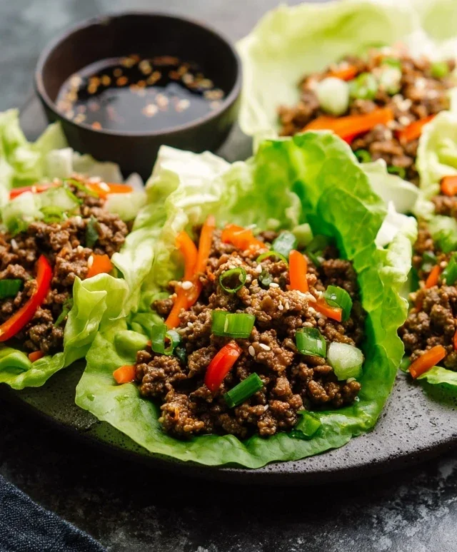 Asian Style Ground Beef Lettuce Wraps