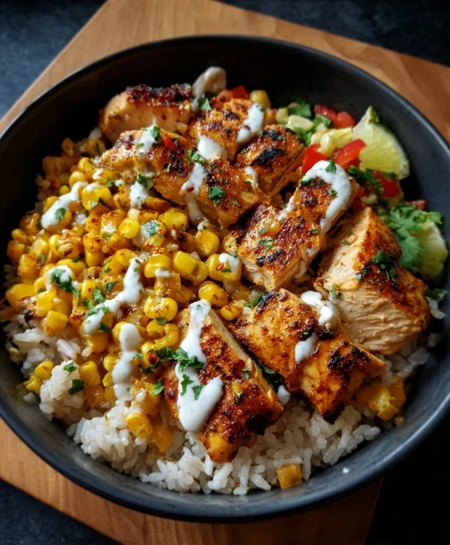 Street Corn Chicken Rice Bowl