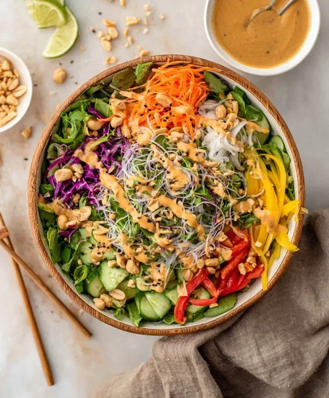 Spring Roll Salad with Peanut Dressing, gluten-free