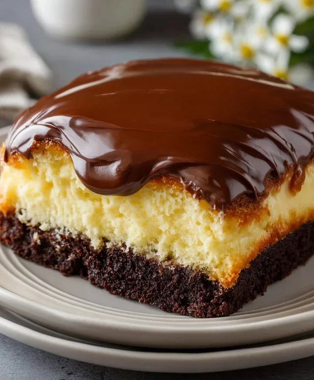 Boston Cream Poke Cake