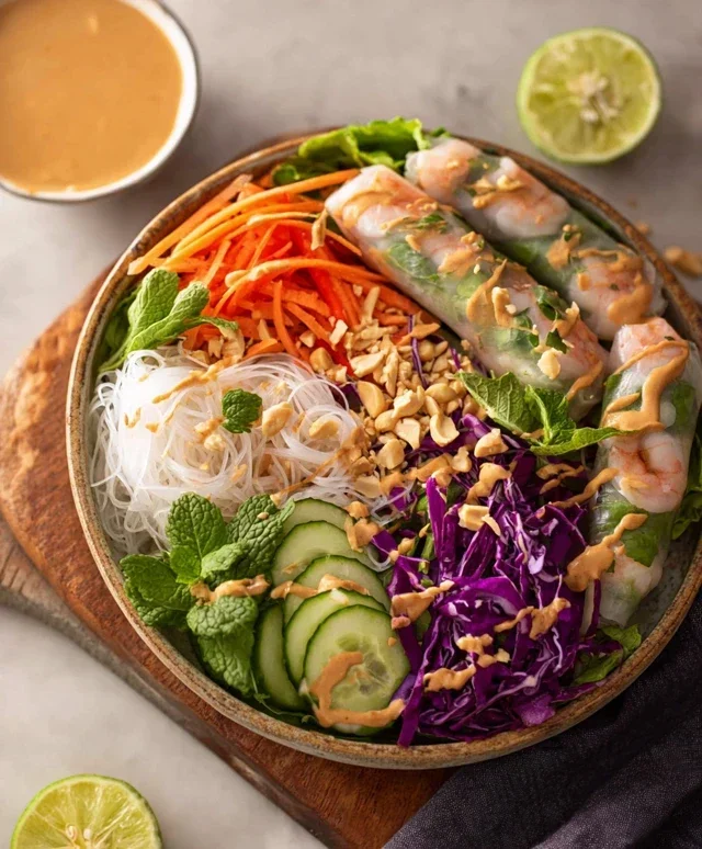 Spring Roll Salad with Peanut Dressing, gluten-free