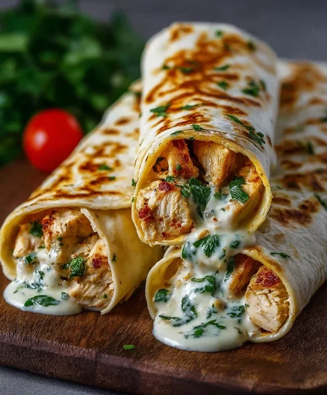 Low Carb Cheesy Garlic Chicken Wraps