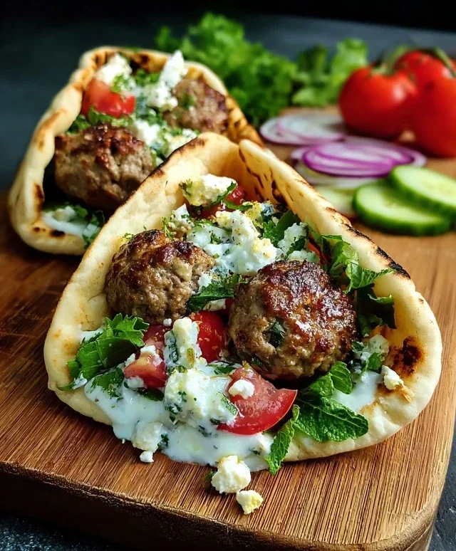 Greek Meatball Pitas