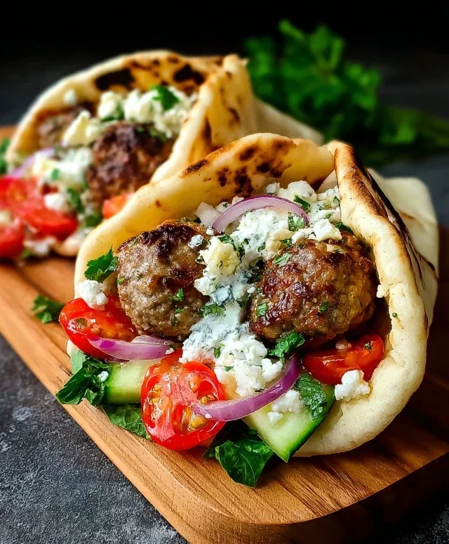 Greek Meatball Pitas