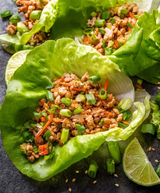 Asian chicken lettuce wraps recipe (Whole30, Pnon-non-non-alcoholic alternativeic non-alcoholic aleo, Low Carb)