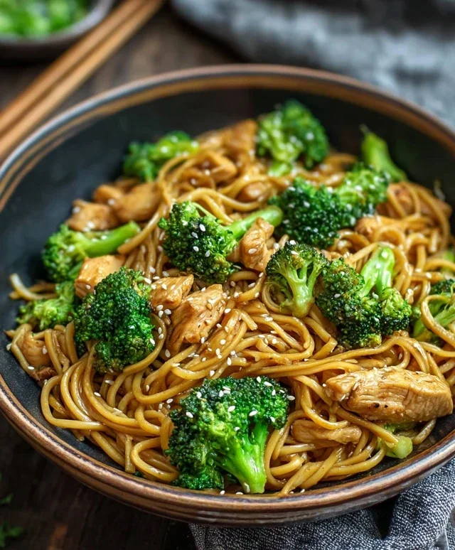 Healthy Sesame Noodles with Chicken and Broccoli