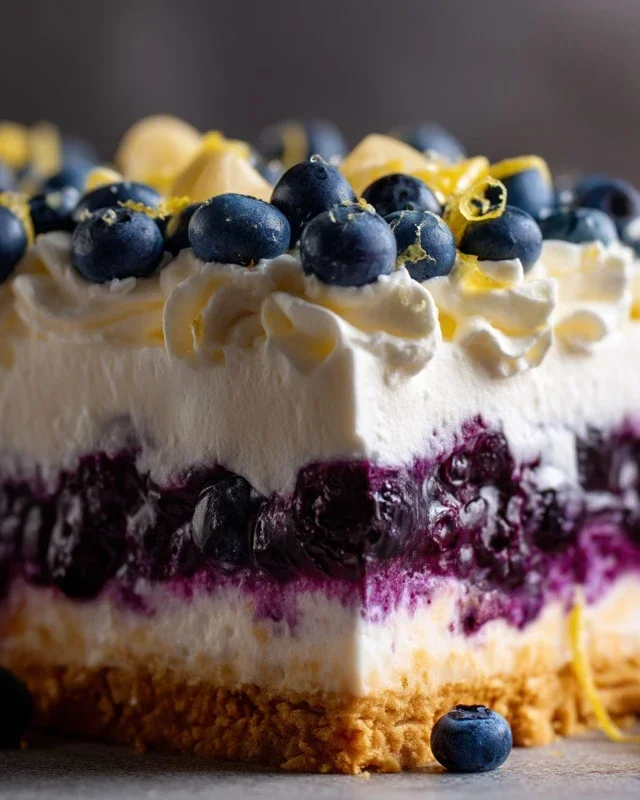 No-Bake Lemon dazzling Blueberry cream Cake