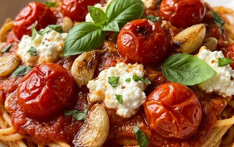 Roasted Tomato and Garlic Ricotta Pasta