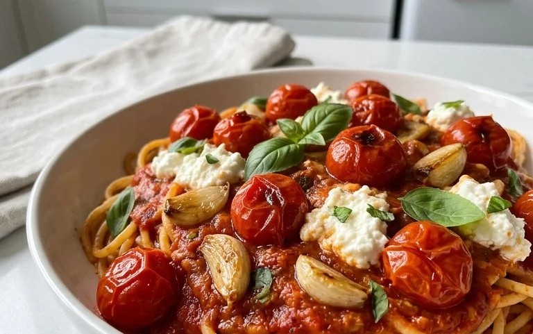Roasted Tomato and Garlic Ricotta Pasta